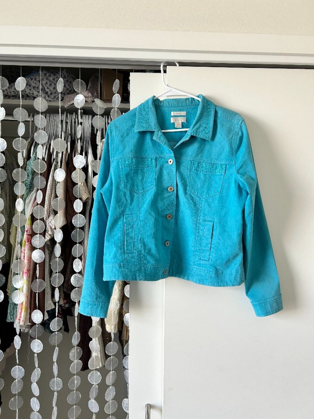 vintage beaded blue jacket